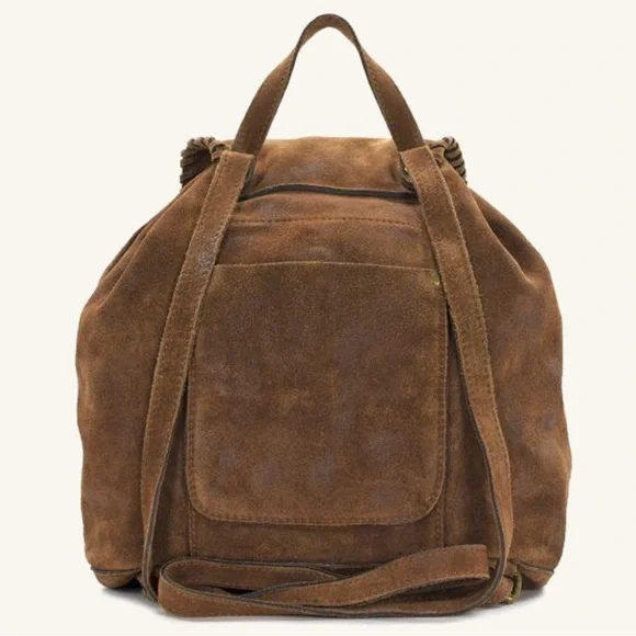 Patricia Nash Boho Western Hippie Burnished Leather Suede Cognac Casape Backpack